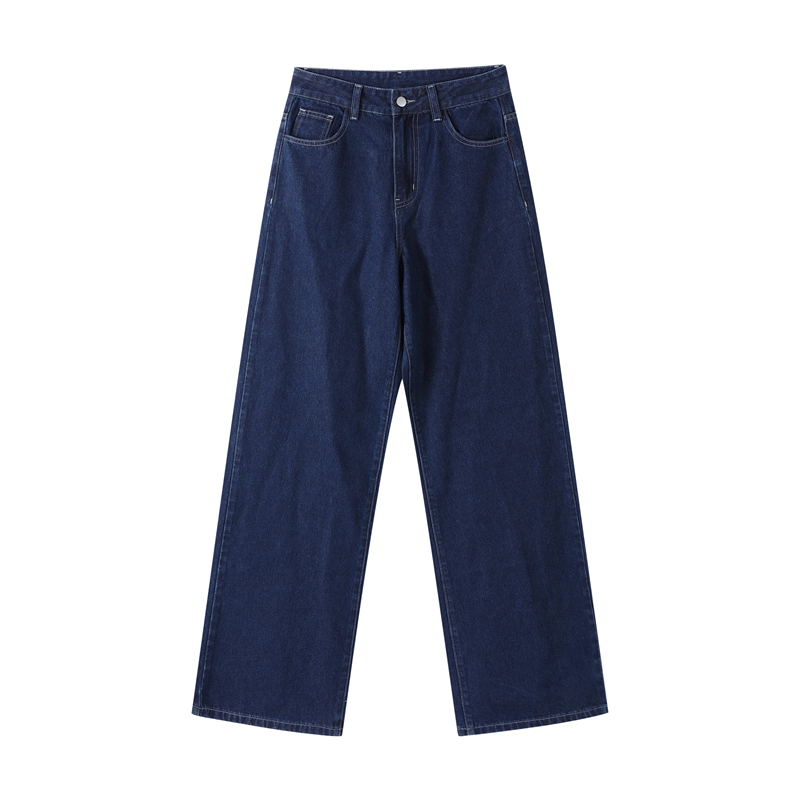 Vintage tweedelig denim set voor dames, bestaande uit een single-breasted jasje met revers en riem, en een bijpassende high-waist straight leg jeans. een casual outfit voor elke dag.: S / Blauw