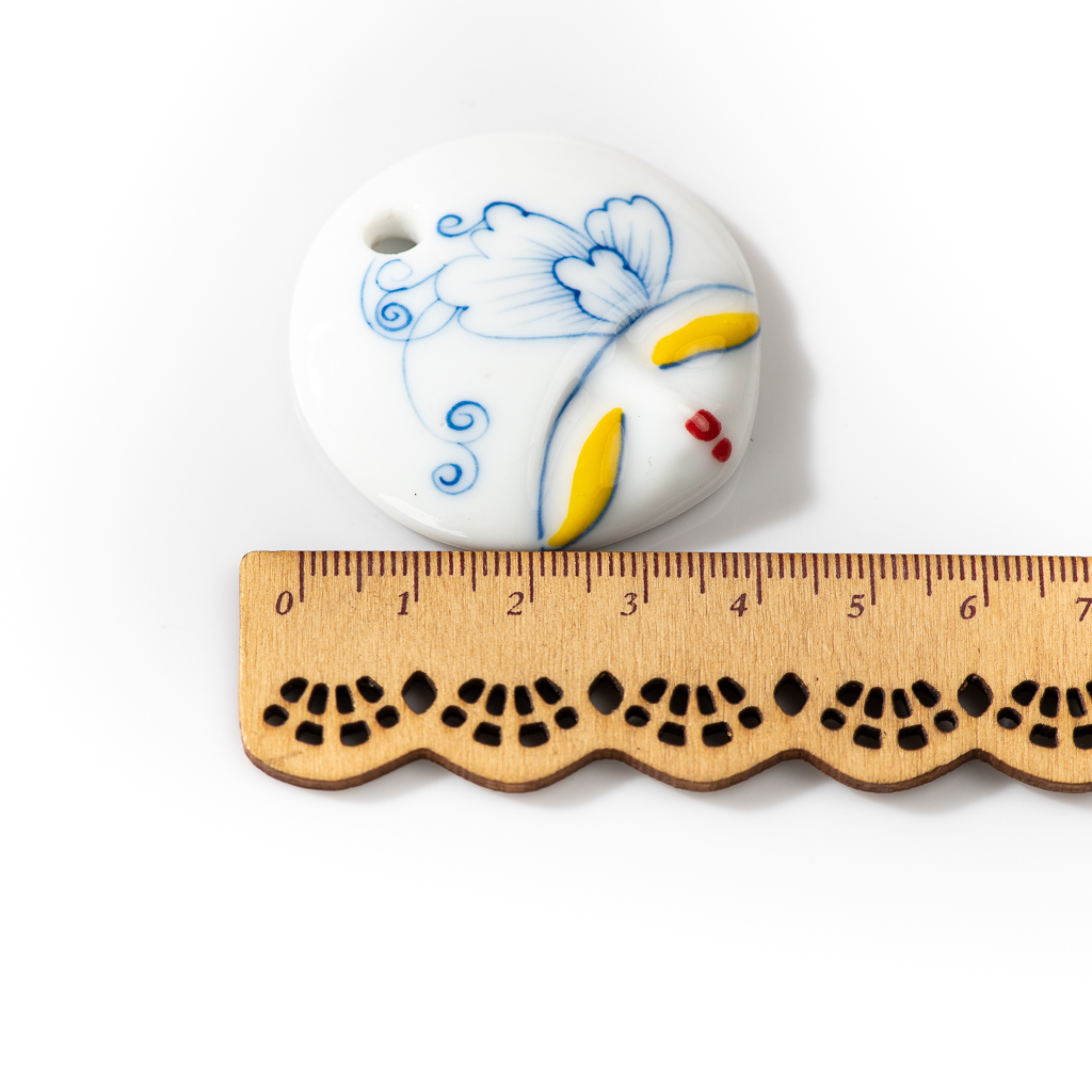 Ciondolo in ceramica per il viso dipinto a mano blu e bianco Vintage ▾ porcellana bianca ad alta temperatura accessori fai da te perline Z015