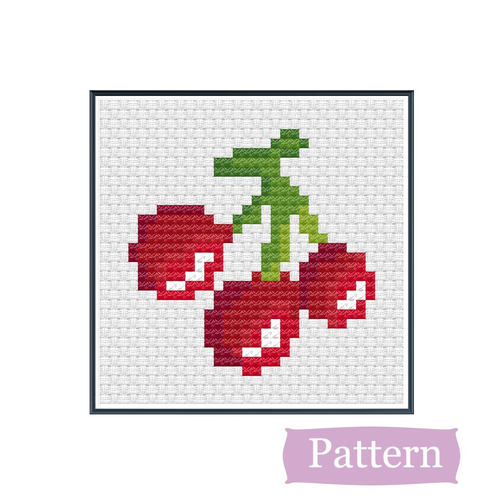 Lovely Cherry Cross Stitch Pattern Chart DMC Symbol Color Chart: Default Title