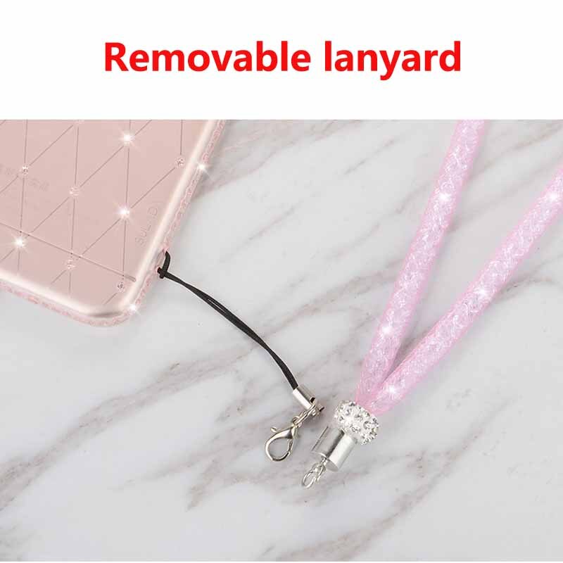 Long Rhinestone fishing net lanyard flash drill mobile phone hanging neck rope crystal diamond fishing net lanyard hanging