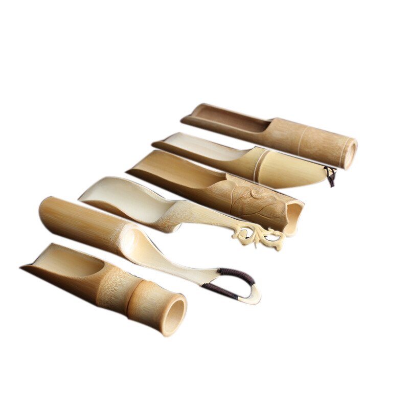 Colher de chá de bambu natural de madeira estilo retro chinês kongfu pá de chá colher de chá cerimônia forma de peixe colher de chá acessórios de chá