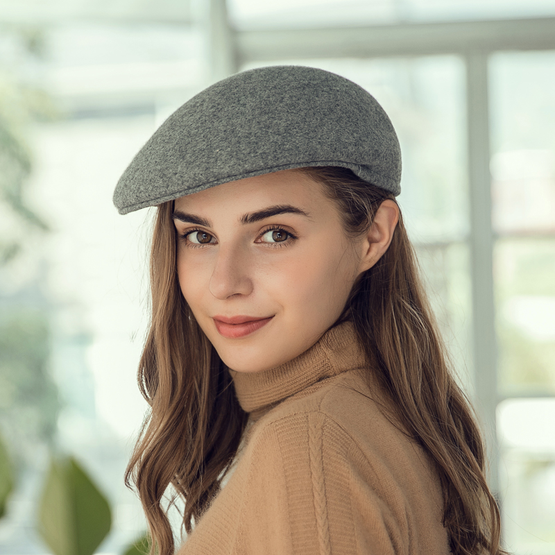Lady Visores Hat Female Woolen Duck Cap Lady Autumn and Winter Gentleman Felt Hat Students Leisure Knight Cap B-7852