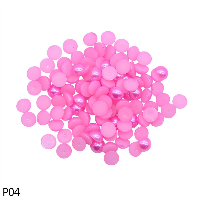 500 pièces 6mm multicolore résine plastique demi ronde perle artisanat Imitation perle perles pour vêtement accessoires filles chapeaux décor: P04 
