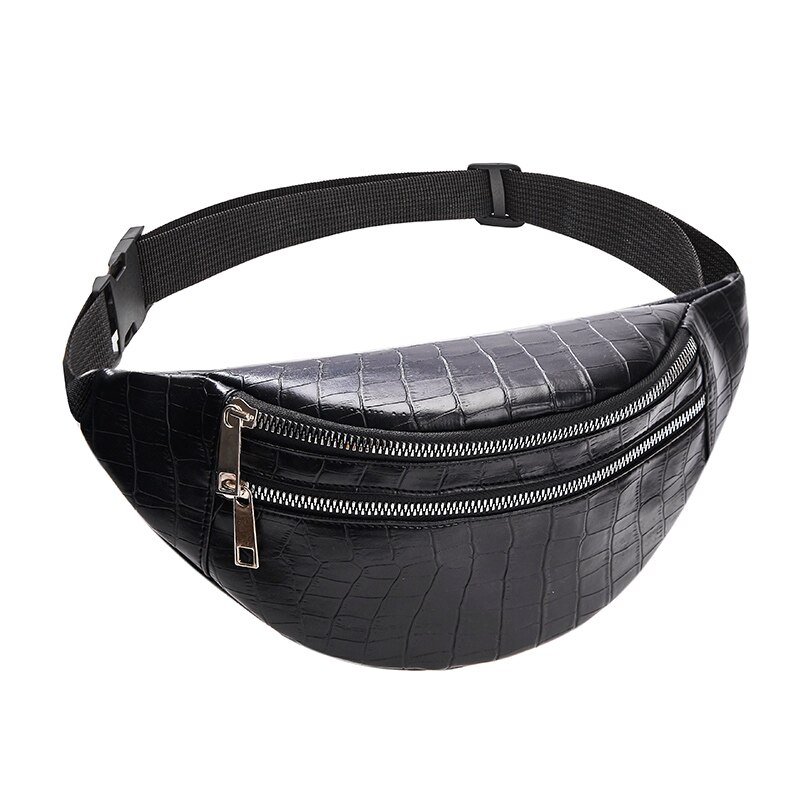 Dames Riem Tas Luxe Tas Krokodillenleer Vrouwelijke Pu Lederen Tas Riem Zak Informatie tas: Black