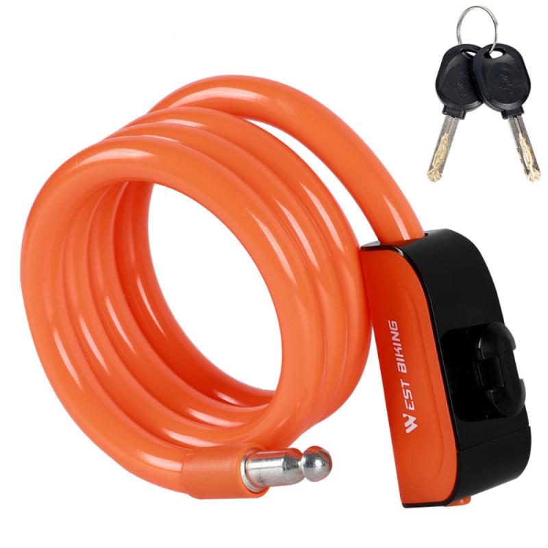 Theft Spiral Steel Cable Universal Protective Bicycle Lock Stainless Steel Cable Coil Bicycle Accessories Bike Lock with 2 Key: 02