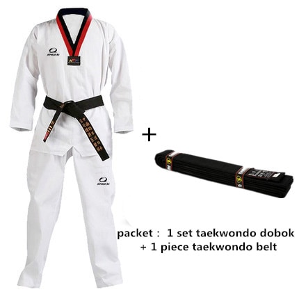 Volwassen Kind Taekwondo Uniform + Taekwondo Riem Taekwondo Dobok, Zwart-V, wtf Martial Art/Karate/Taekwondo Riem