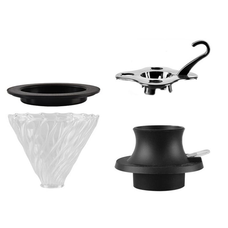 Immersion Coffee Dripper Glass V60 Pour Over Coffee Maker V Shape Drip Coffee Filter With Push Switch Blac: A