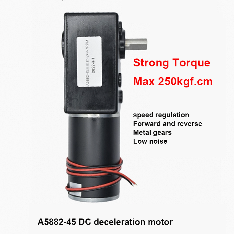 A5882-4 250kg.cm 12V 24V DC Gear Motor Strong Torque Gearmotor Metal Turbo Worm Gearbox Engine Reversed Low Speed Self-Lock Worm