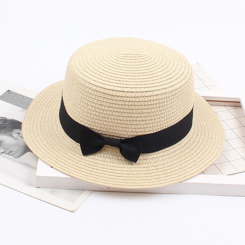 Chapeau de paille coréen Vintage pour femmes, rétro, nœud papillon, , protection solaire, chapeau de plage: 5