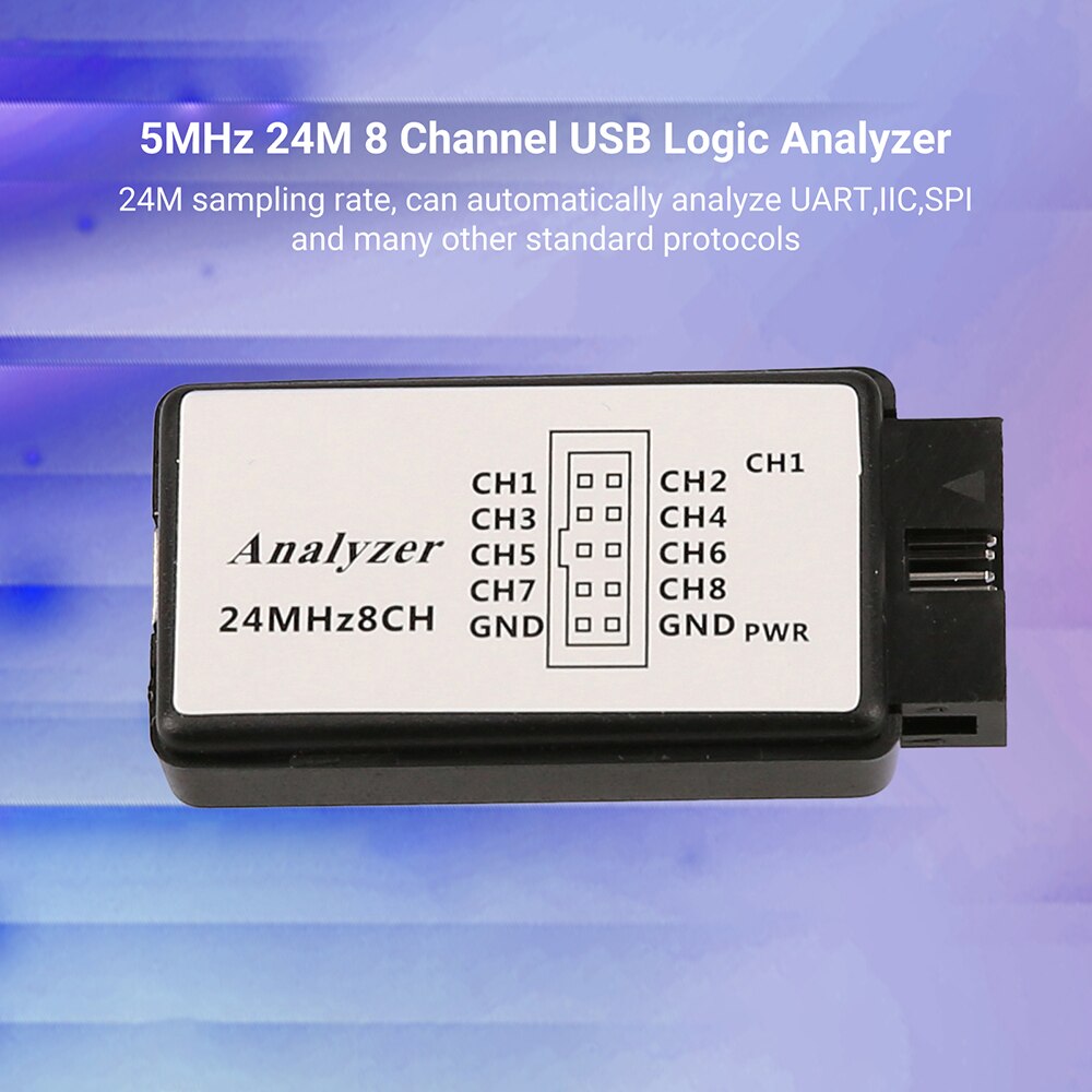 LA1002 Mini Draagbare Usb Logic Analyzer 5Mhz 24M 8 Channel Logic Analyzer Apparaat Set Fpga Debug Tool Met kabels Voor Spi Voor Kan