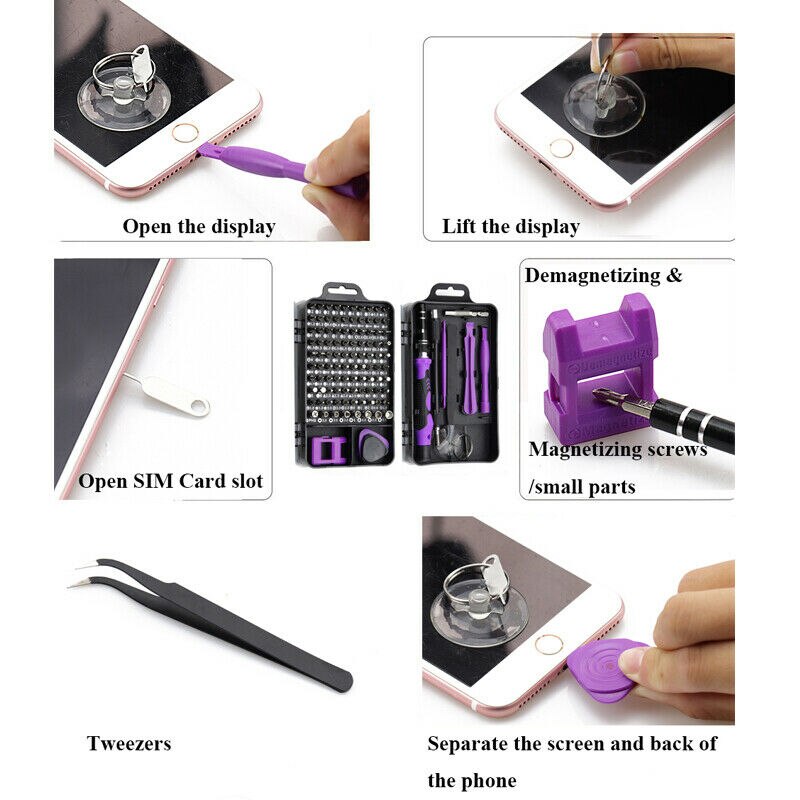 115 st skruvmejsel set mini precisionsskruvmejsel multi dator pc mobiltelefon enhet reparation isolerade handverktyg för hem