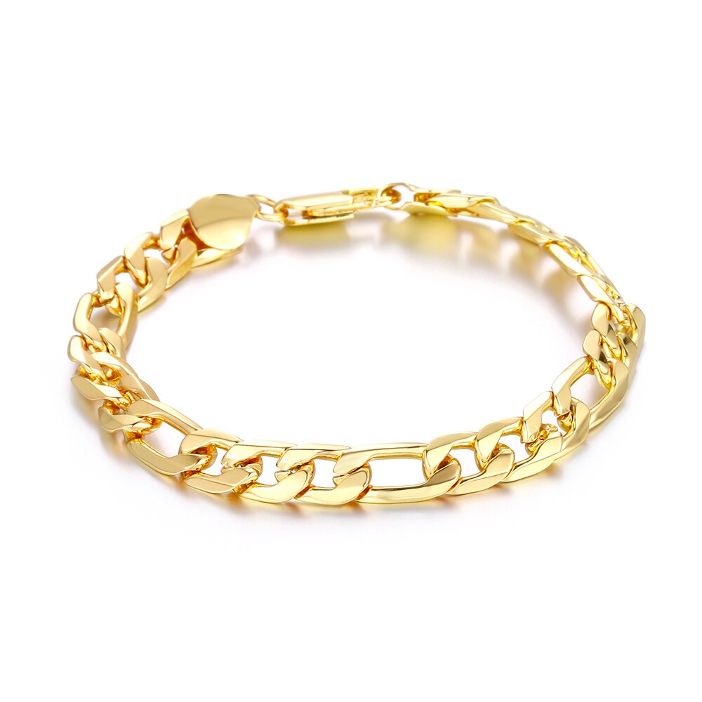 Nuovo bracciale in argento Sterling 925 bracciale in oro 18 carati 8MM bracciale uomo e donna gioielli con ciondolo regalo di nozze: Gold
