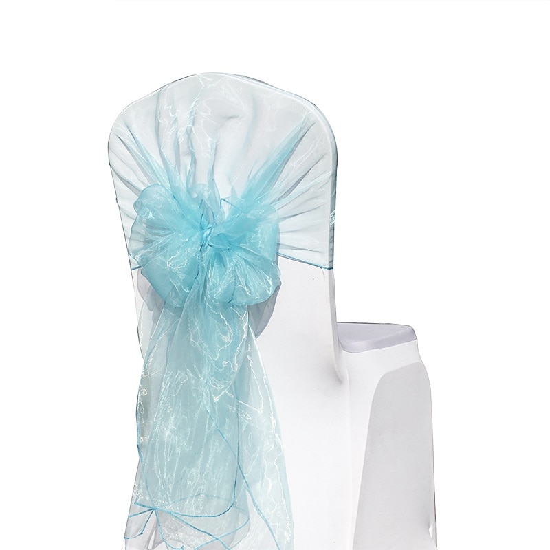 Cinta de Organza para silla, lazos para boda, , decoración de banquete de Navidad, tejido puro de Organza, 65x275 cm, 1 pieza/bolsa