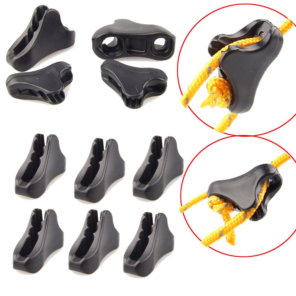 10pc Camping Tent Fastener Wind Rope Buckle Triangle Fastener Cord Stopper Tool