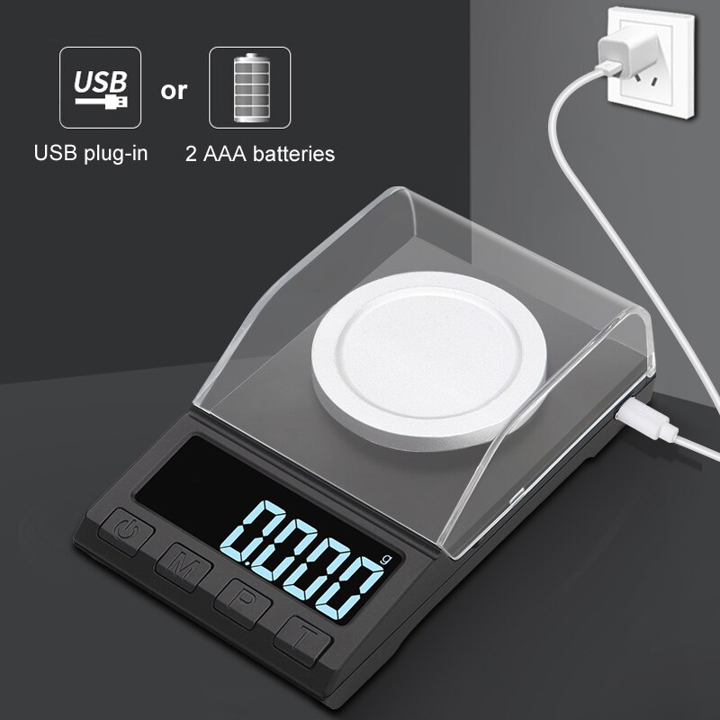 0.001g precisión electrónica de las escalas de 100g/50g/20g balanza Digital joya joyería diamante escala laboratorio portátil peso miligramo de escala
