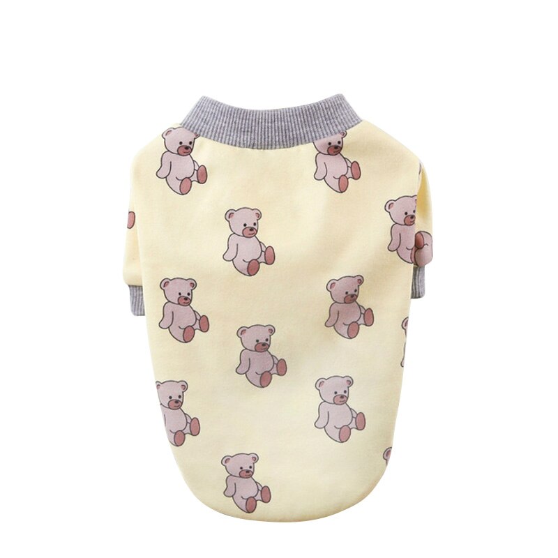 Cute Cat Printed Coat Spring Summer Pet Clothes for Small Medium Cats Dogs Casual Home Costume Kitten T-shirt Pet Clothing S-XXL: YELLOW / S