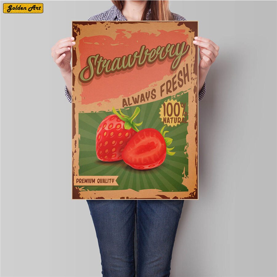 Hedelmä ruoka piirustus vintage voimapaperi juliste baari kahvila seinätarra taidemaalaus retrotaide maaliprintti kuva 45.5 x 31.5cm: Läpinäkymätön