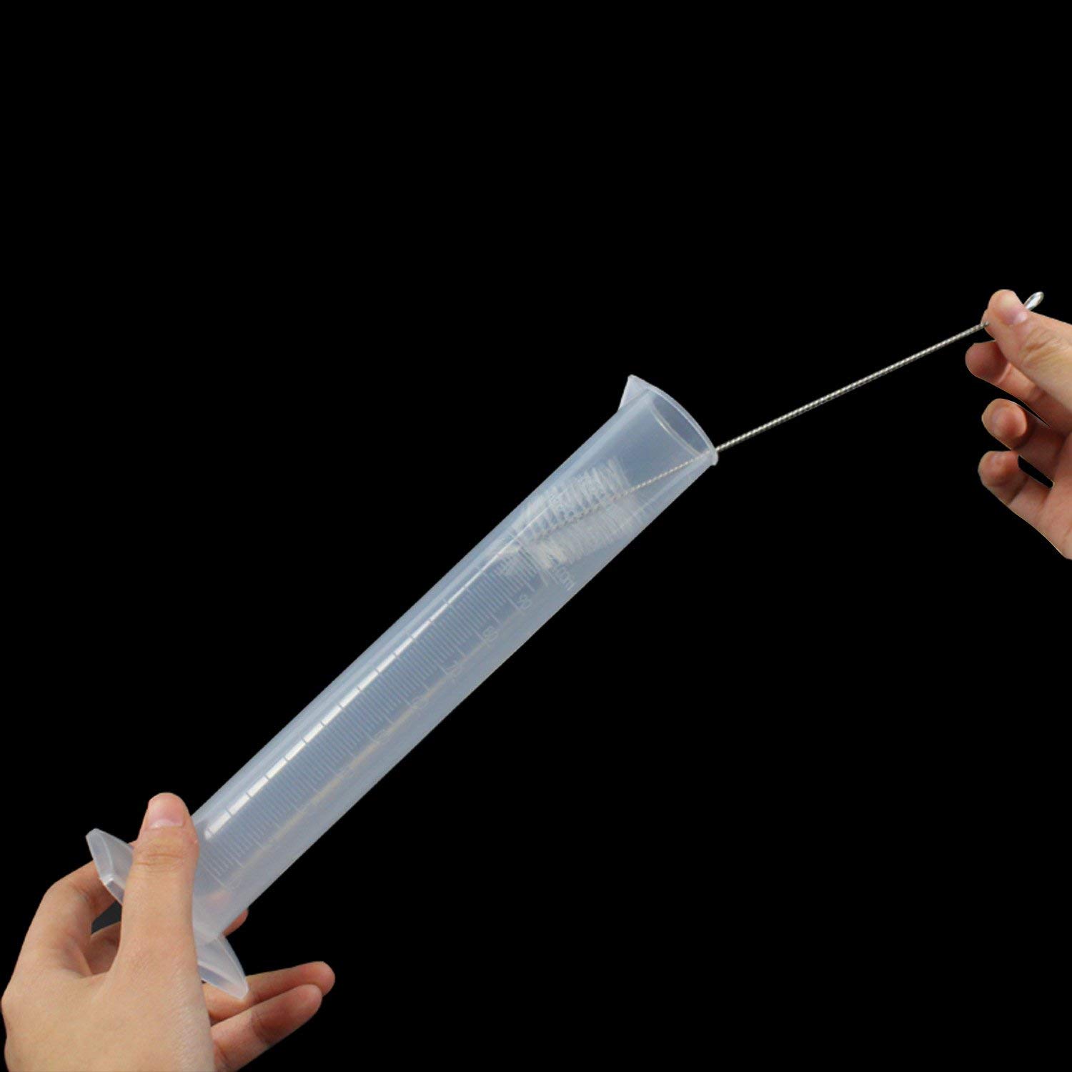 5 stk klar plastsylinder , 10, 25, 50, 100, 250ml,  med 2 plastbeger og 1 sylinderbørste