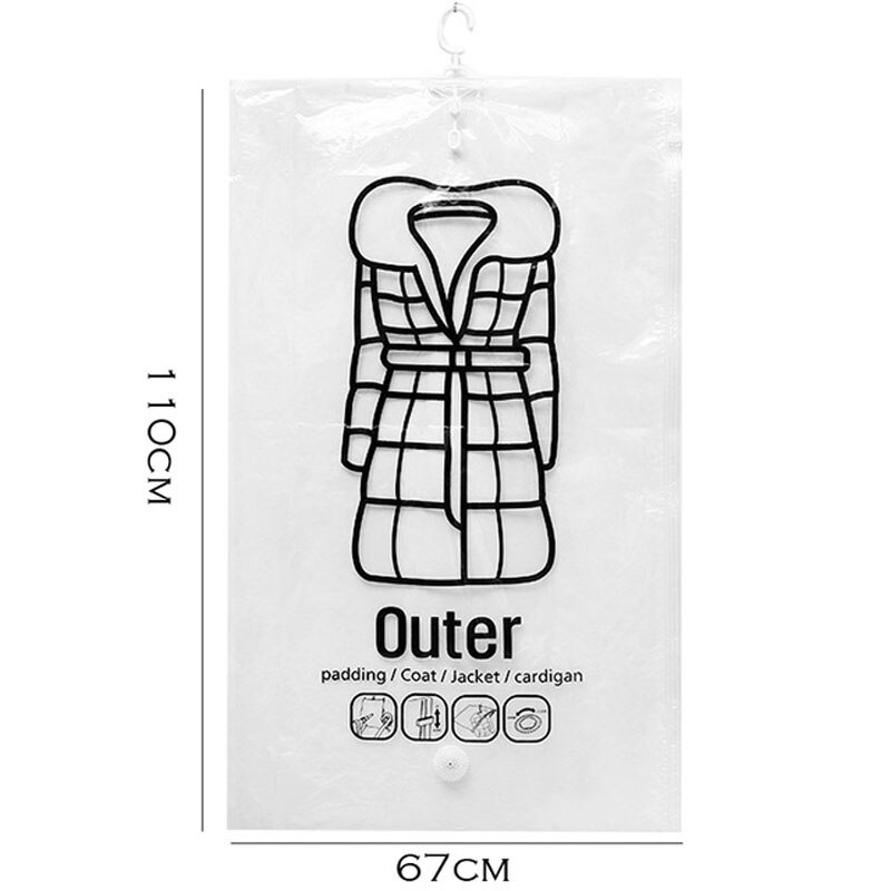 Vacuümzak Voor Kleding Schoenen Opbergtas Met Klep Thuis Organisator Opvouwbare Gecomprimeerd Grote Seal Ruimtebesparend Seal Zakken: 67x110cm hanging