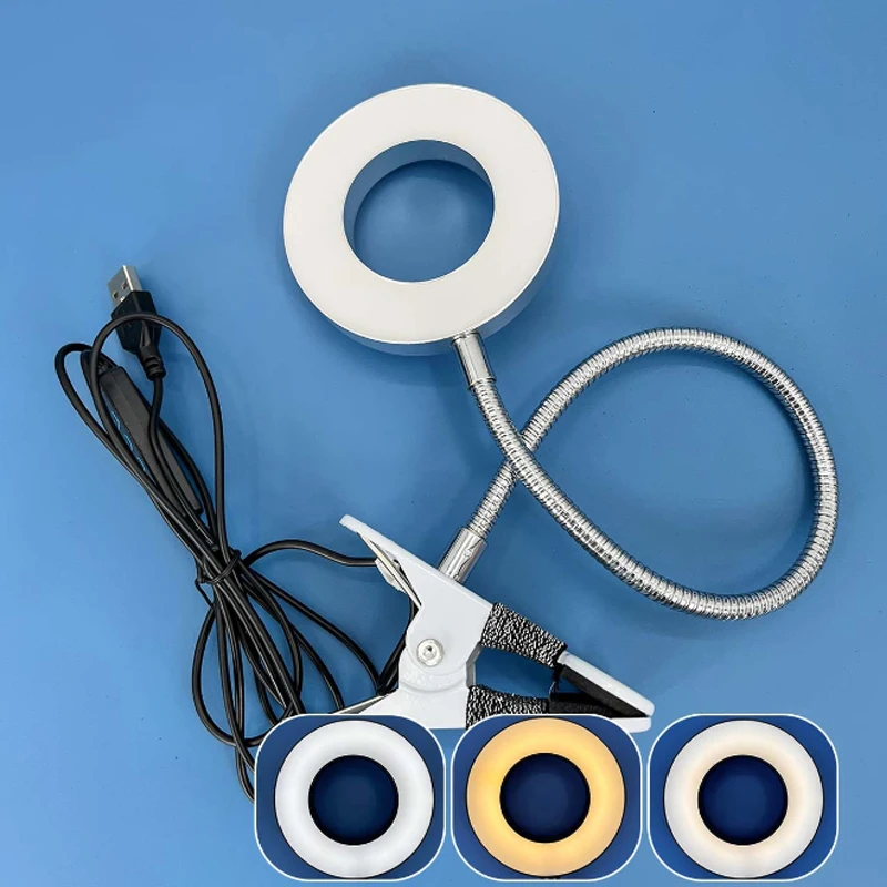 LED-leeslamp met klem 3 kleuren en 10 helderheid Bureaulamp Flexibele zwanenhals Boeklamp Kinderen lezen Nachtlampje Boeklicht: Zilver