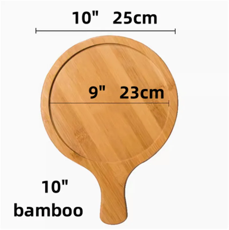 Wooden Pizza board Round with Hand Pan Baking Tray Stone Cutting Board Platter Pizza Bamboo Cake Bakeware Tools rejilla para: Clear