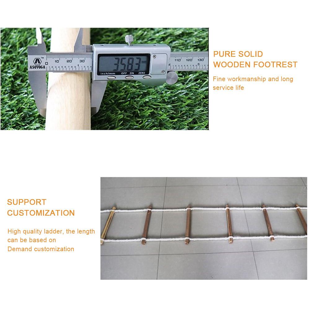 3M 5M Wooden Rungs Rope Ladder Outdoor Tent Rope Soft Steps Round Nylon Soft Escape Ladder Escape Fire Rescue Home Climbing