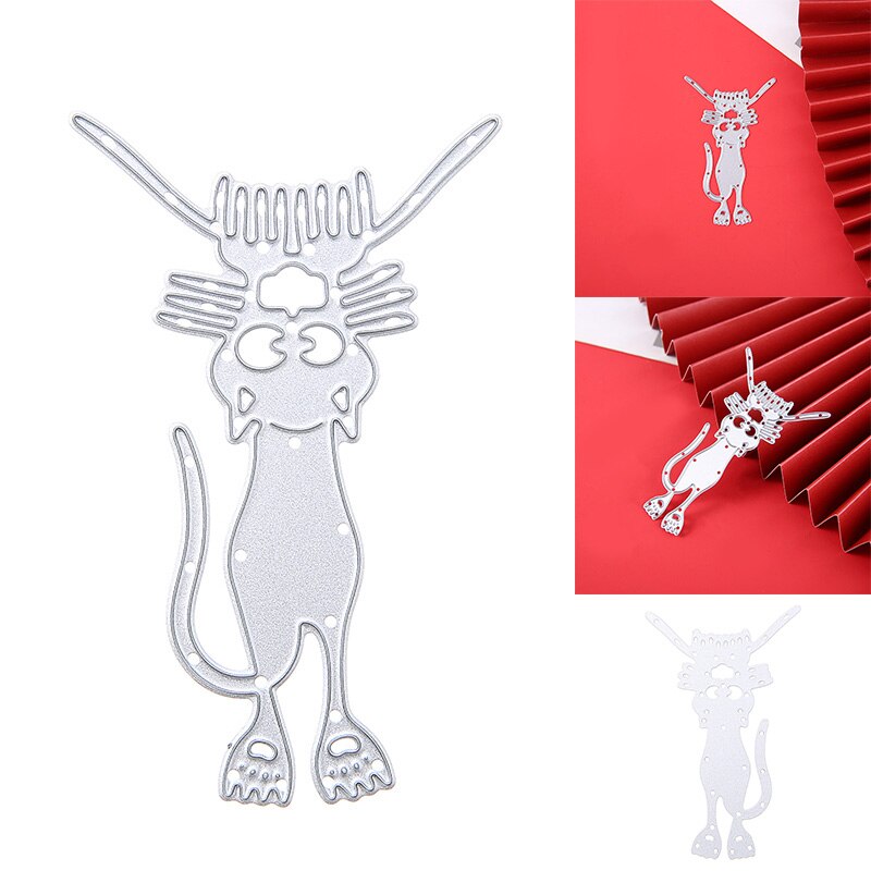1pc 46*74mm Lovely Cat Metal Cutting Dies Cute Animal Stencils For DIY Scrapbooking Card Decorative Embossing