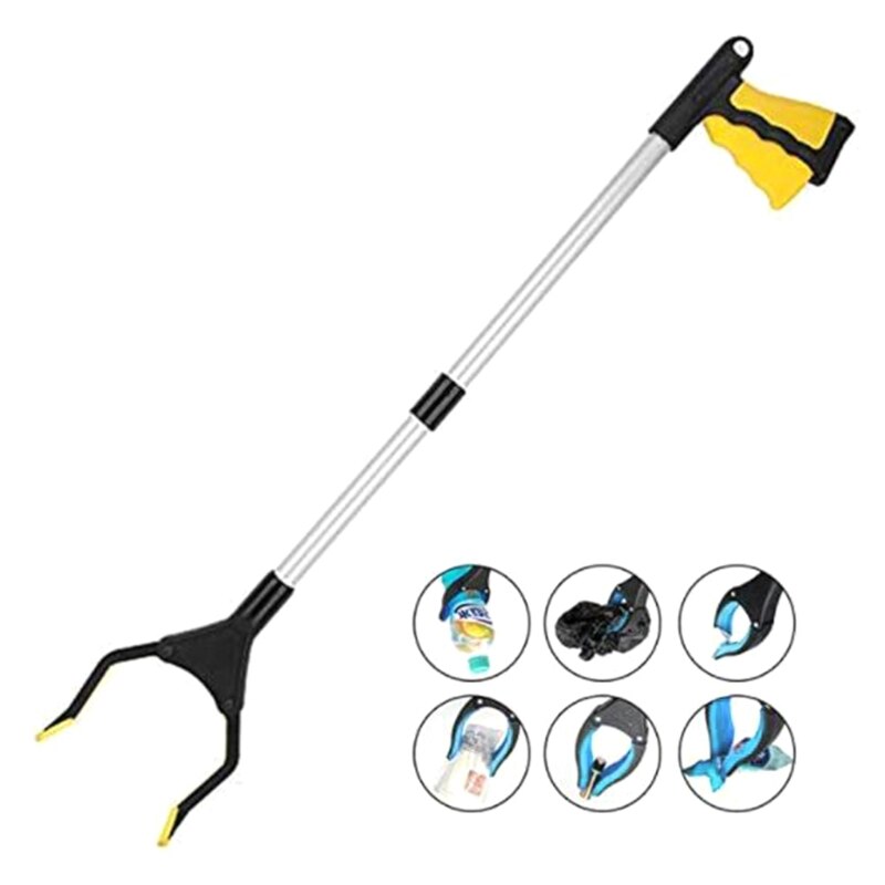 Foldable Long Trash Clamps Grab Pick Up Tool Curved Handle Garbage Clip Portable Pickup Tools C7AC