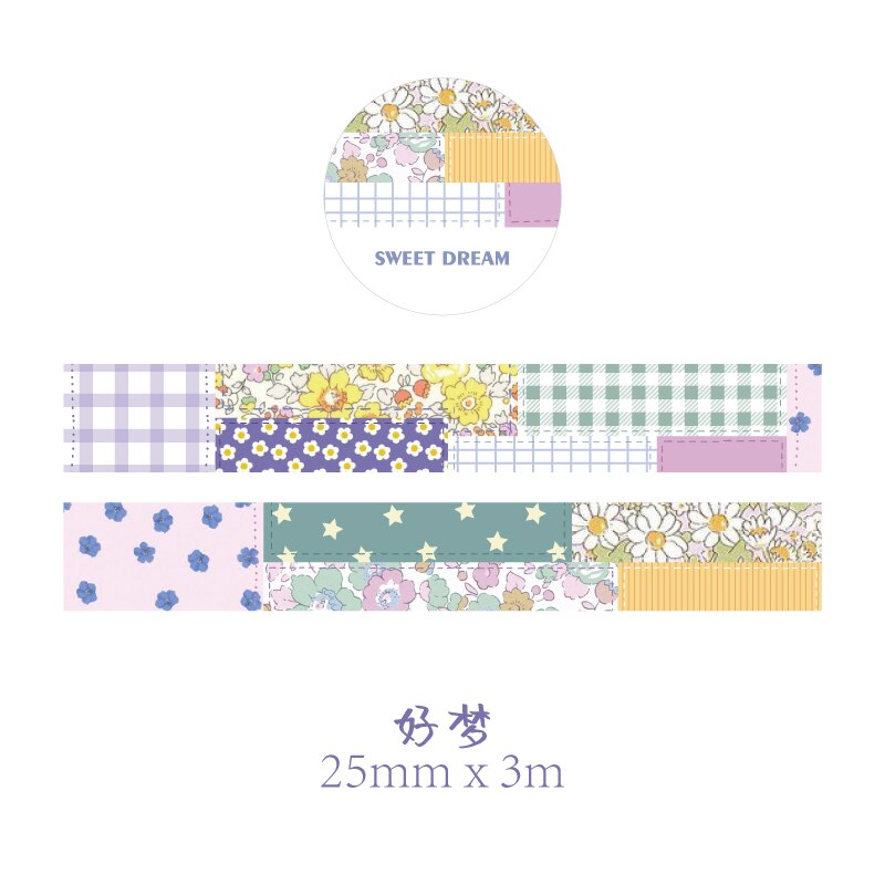 1 Roll Bloemen Washi Tape Decoratie Roll Diy Decoratieve Sticky Paper Masking Tape Zelfklevende Tape Plakboek Doorschijnend Tape: SWEET DREAM