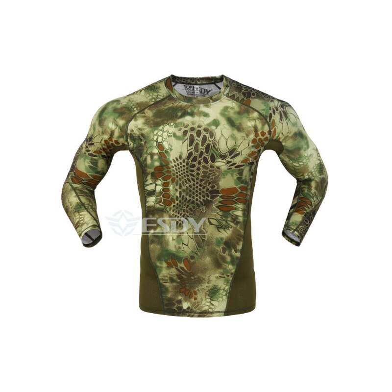 Printemps et automne serré hommes vêtements secs confortable respirant évacuation de l'humidité camouflage crêpe T-shirt à manches longues