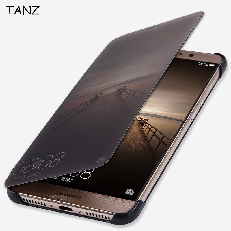 TANZ Voor Huawei mate 9 mate9 5.9 'Case Smart Antwoord Venster View Synthetisch Lederen Flip Ultra Dunne Zakelijke Telefoon tassen Cover