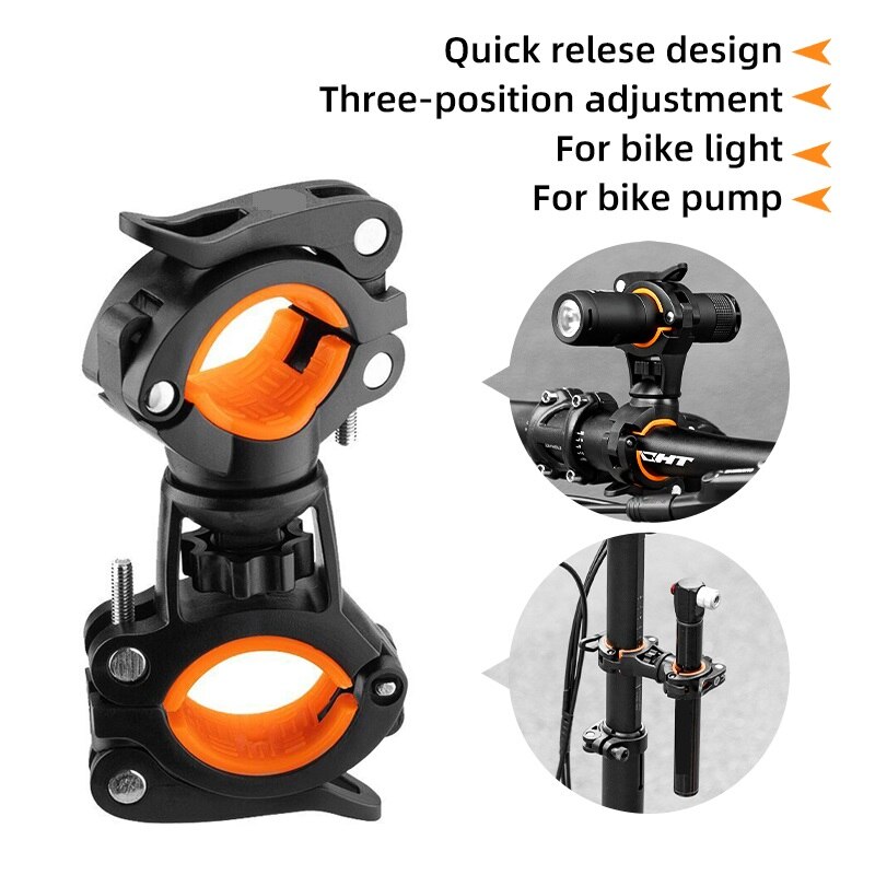 360 ° Rotatie Fietslicht Beugel Fiets Pomp Lamphouder Led Zaklamp Mount Houder Fietsen Zaklamp Clip Fiets Accessoires