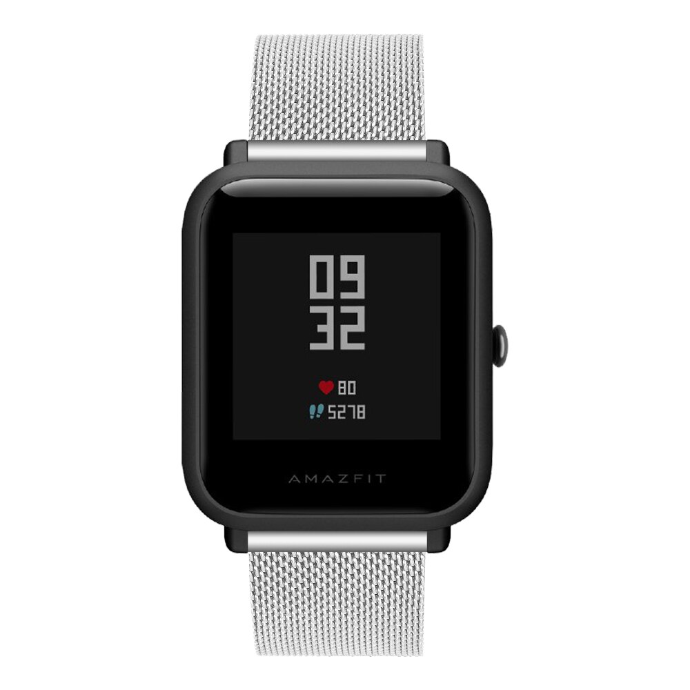 For Amazit Bip Strap Correa Stainless Steel Bracelet for Xiaomi Huami Amazfit Bip Bit Youth Milanese Metal Watchband Wristband: Silver / for Amazfit Bip