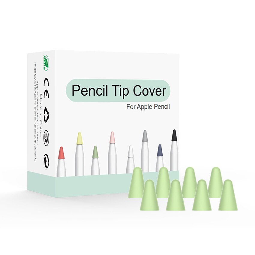 Punta de reemplazo de silicona silenciosa, 8 piezas, cubierta de piel para Apple Pencil de primera generación, Stylus Pen Tip Cover: Green