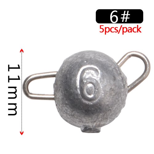 Fish king 5 stuks/pak 6g 8g 10g 12g 14g 18g vislood zinklood visaccessoires jigkop lood kogelgewicht zacht kunstaas texas rig: 6g