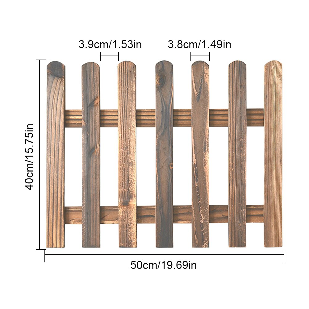 Solid Wooden Picket Fences Miniature Fairy Carbonized Wood Lawn Fence For Garden Home Courtyard Decoration: 40x50cm