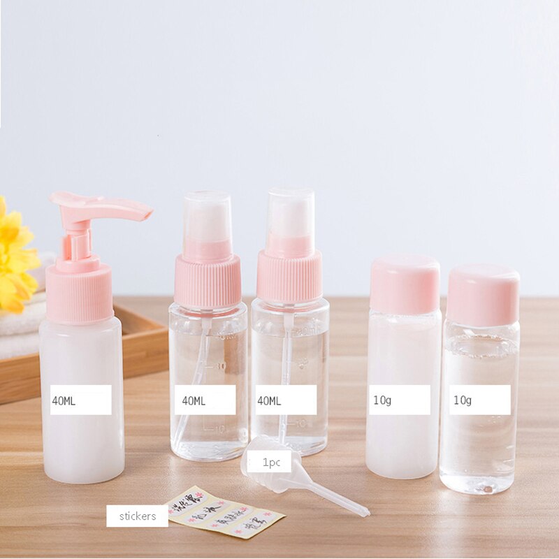 7 pc/Set Garrafa Garrafas Panela de Viagem Acessórios De Viagem Mini Maquiagem Cosméticos Creme Para o Rosto de Plástico Transparente Vazio Compõem Recipiente