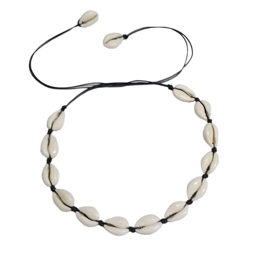 Svart vit rep kedja naturals snäckskal choker halsband handgjort skal halsband choker sommar strand charm kvinnor smycken