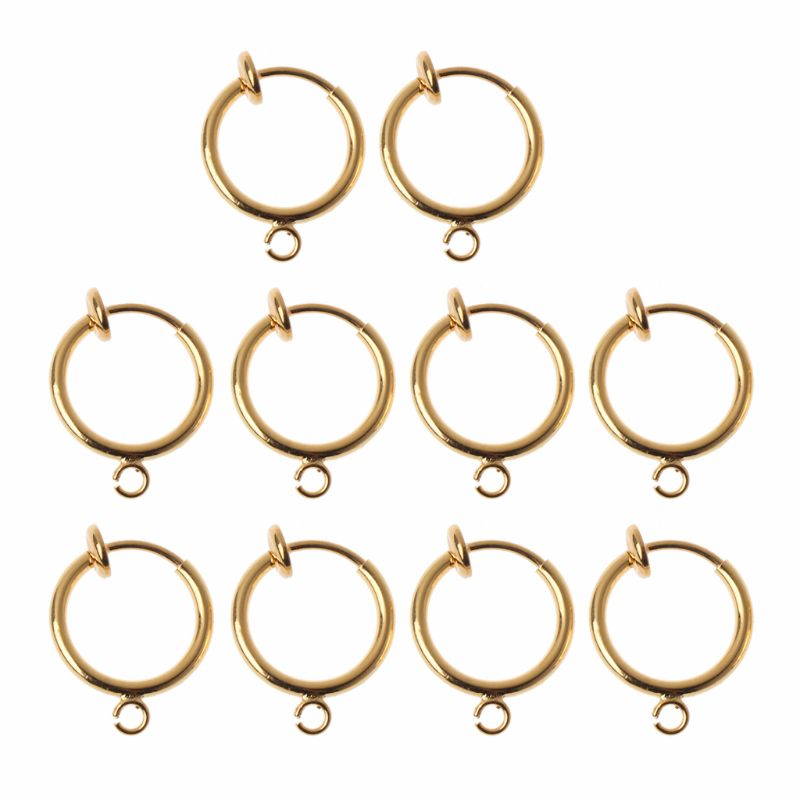 10Pcs Diy Clip Op Oorbel Converters Non-Doorboord Oor Ronde Hoops Sieraden Vinden: gold