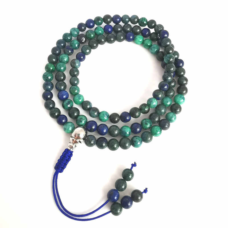 Bro603 natural navy lapis lazuli meditação mala 6mm azul marinho frisado colar para meninas navio livre