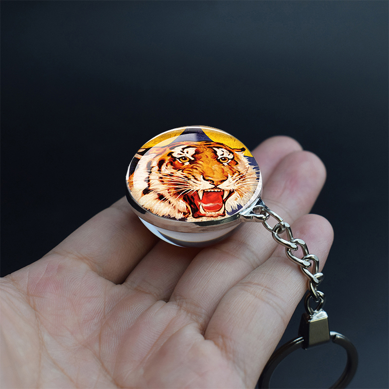 Tiger Picture Keychain Crystal Ball Jewelry Year of The Tiger Year Glass Ball Jewelry 35MM Keychain Year for Family: 5