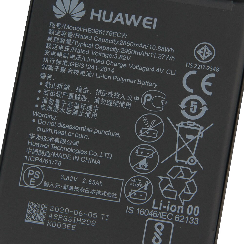 Originele Vervangende Batterij Voor Huawei Nova 2 CAZ-TL00 CAZ-AL10 Nova2 HB366179ECW Echt Telefoon Batterij 2950Mah