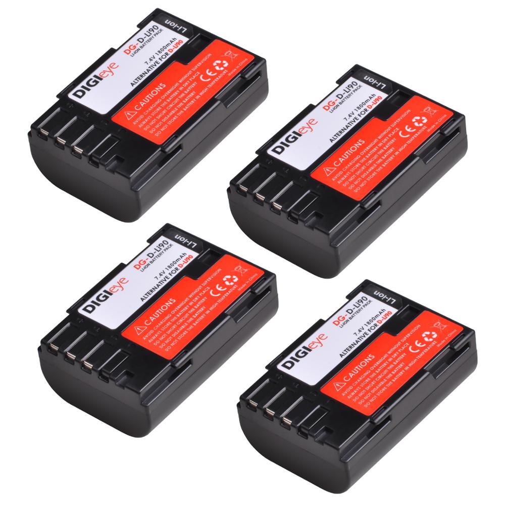 1800Mah D-LI90 DLI90 D LI90 Batterij Voor Pentax 645 645D 645Z K-1 K-01 K-3 K-5 K-5D K-5IIs K-7 K-7D k1 K01 K3 K5 K5D: 4 battery