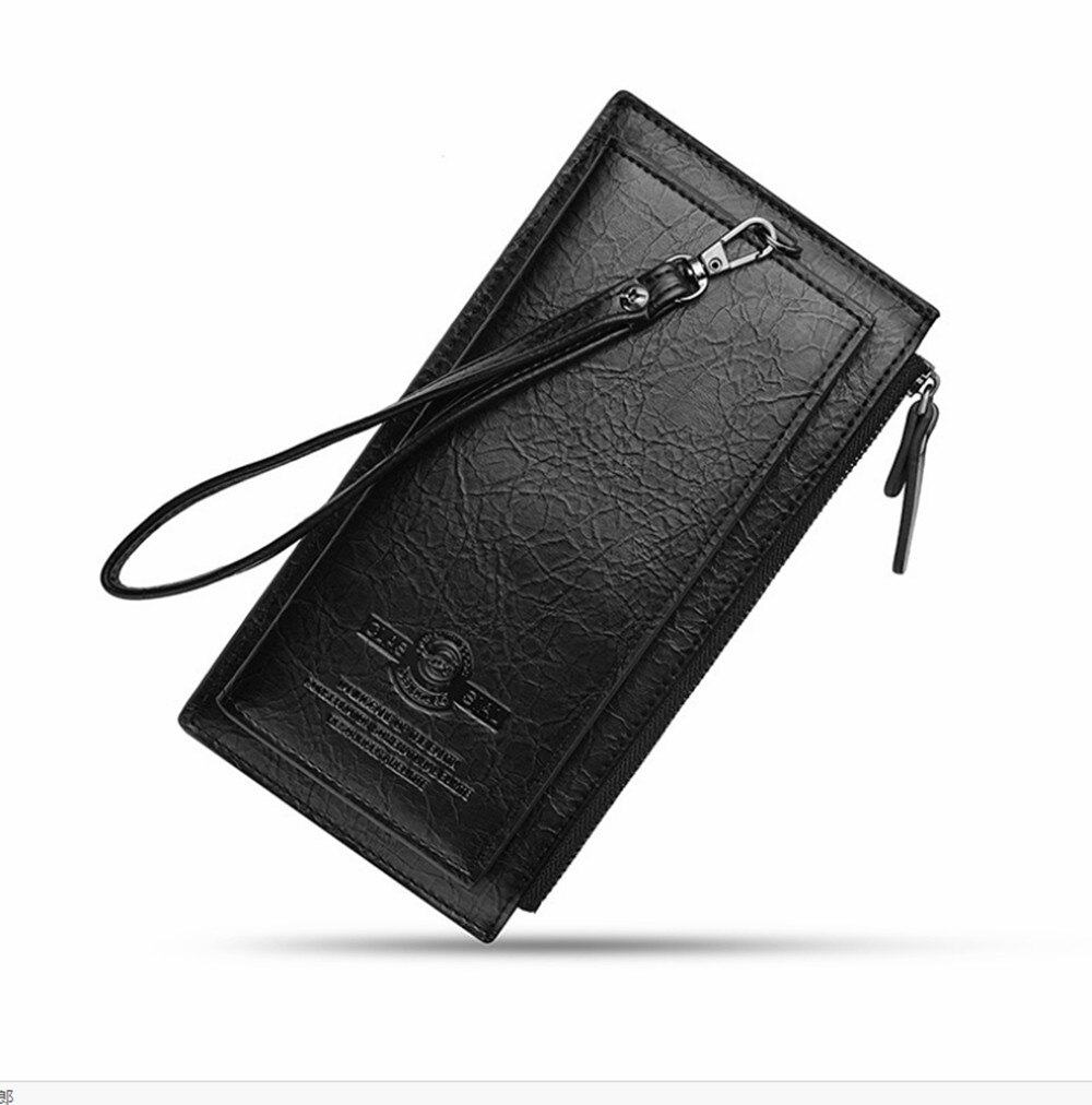 men's Long Wallet Korean youth zipper men's mobile phone bag Ultra Thin Wallet Mobile phone card bag: Gold