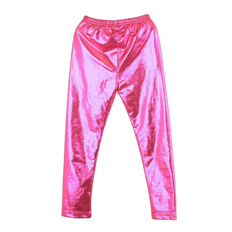 Baby jenter bukser små barn metallic elastiske leggings ankellange bukser passende barneklær: Rosenrød / 10t