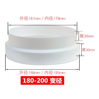 Universal Exhaust Hose Adapter Pvc Coupling Pipe Connector Fitting Diameter 80-200 Mm Duct Reducer for Air Ventilation Systems: 180-200mm