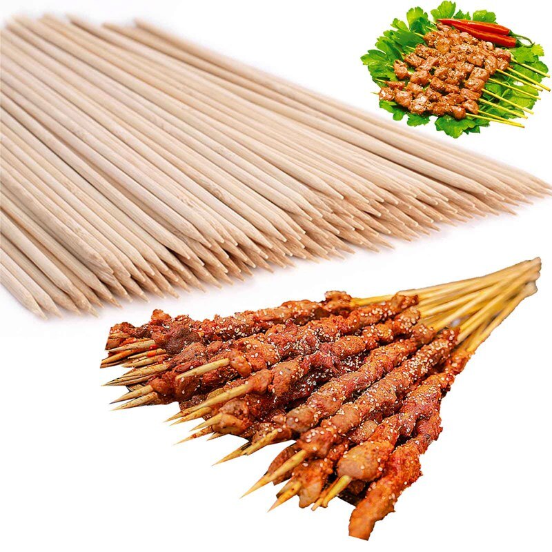 50 Pcs Bbq Spiesjes Sticks Fruit Chocolade Fontein Stok Party Buffet Eten Wegwerp Wood Sticks Roosteren Bbq Accessoires