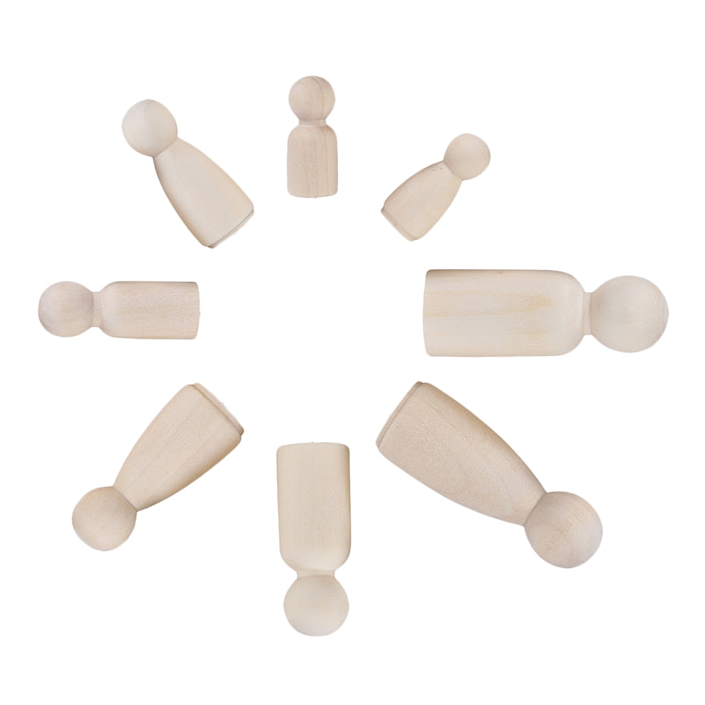 12Pcs/set Wooden People Peg Doll DIY Crafts Little Child Man