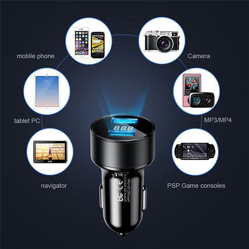 Car Chargers 2 Ports Fast Charging For Samsung Huawei iphone 7 8 Plus xiaomi 10 Universal Aluminum Dual USB Car-charger Adapter
