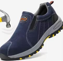 Botas de trabajo de seguridad para protección laboral, zapatillas antigolpes y antipinchazos para soldar, puntera de acero Industrial, zapatillas sin cordones para hombre: 39